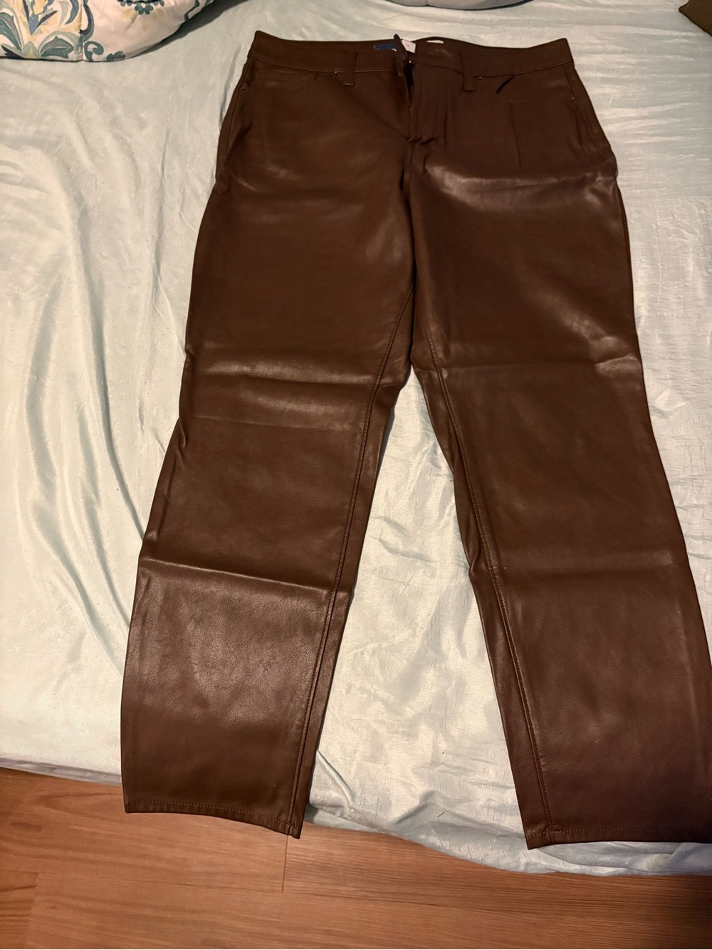 Old Navy Brown Faux Leather Straight-Leg Women's Pants